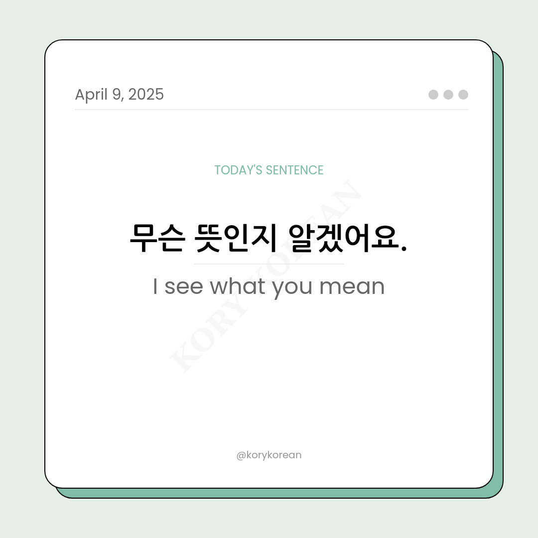 How to say I see what you mean in Korean