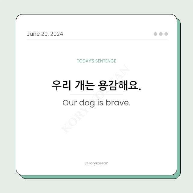 How to say "Our dog is brave." in Korean